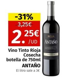Oferta de Antaño - Vino Tinto Rioja Cosecha por 2,25€ en Maskom Supermercados