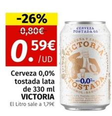 Oferta de Victoria - Cerveza 0,0% Tostada Lata por 0,59€ en Maskom Supermercados