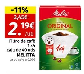 Oferta de Melitta - Filtro De Café por 2,19€ en Maskom Supermercados