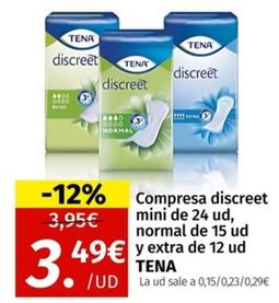 Oferta de Tena - Compresa Discreet Mini De 24 Ud por 3,49€ en Maskom Supermercados