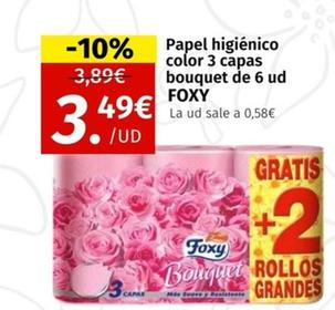 Oferta de Foxy - Papel Higiénico Color 3 Capas Bouquet por 3,49€ en Maskom Supermercados