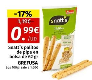 Oferta de Grefusa - Snatt's Palitos De Pipa En Bolsa por 0,99€ en Maskom Supermercados