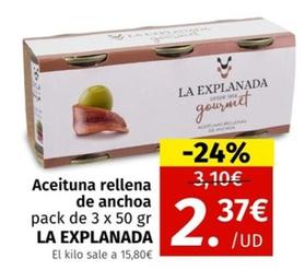Oferta de La Explanada - Aceituna Rellena De Anchoa por 2,37€ en Maskom Supermercados
