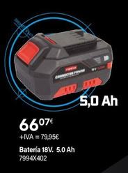 Oferta de Ratio - Bateria 18V. 5.0 Ah por 66,07€ en Cadena88