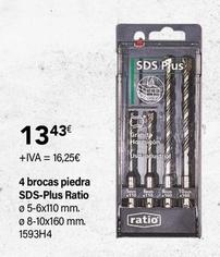 Oferta de Ratio - 4 Brocas Piedra SDS-Plus  por 13,43€ en Cadena88