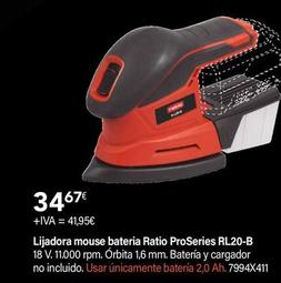 Oferta de Ratio - Lijadora Mouse Bateria ProSeries RL20-B por 41,95€ en Cadena88