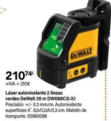 Oferta de Dewalt - Láser Autonivellante 2 Lineas Verdes DW088CG-XJ por 255€ en Cadena88