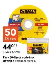 Oferta de Dewalt - Pack 50 Discos Corte Inox por 53,25€ en Cadena88
