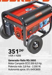 Oferta de Ratio - Generador RG-3600 por 351,24€ en Cadena88