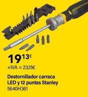 Oferta de Stanley - Destornillador Carraca LED Y 12 Puntas por 19,13€ en Cadena88