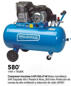 Oferta de Imcoinsa - Compresor 3 HP/100-LT-M por 701,8€ en Cadena88