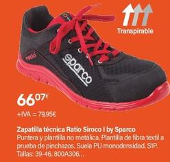 Oferta de Sparco - Zapatilla Técnica Ratio Siroco I por 79,95€ en Cadena88