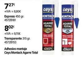 Oferta de Ceys - Adhesivo Montaje Montack Agarre Total por 8,8€ en Cadena88
