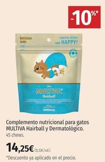 Oferta de Multiva - Complemento Nutricional Para Gatos Hairball Y Dermatológico por 14,25€ en El Corte Inglés