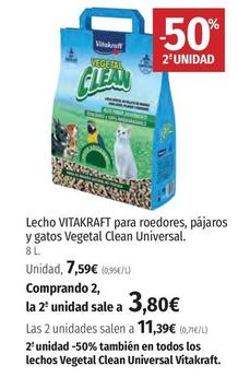 Oferta de Vitakraft - Lecho Para Roedores, Pájaros Y Gatos Vegetal Clean Universal por 7,59€ en El Corte Inglés
