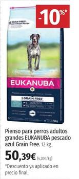 Oferta de Eukanuba - Pienso Para Perros Adultos Grandes Pescado Azul Grain Free por 50,39€ en El Corte Inglés