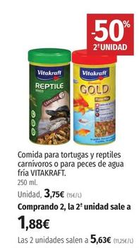 Oferta de Vitakraft - Comida Para Tortugas y Reptiles Carnivoros o Para Peces De Agua  Fria por 3,75€ en El Corte Inglés