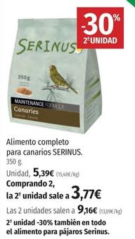Oferta de Serinus - Alimento Completo Para Canarios por 5,39€ en El Corte Inglés