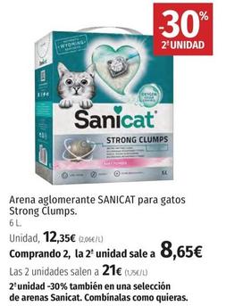 Oferta de Sanicat - Arena Aglomerante Para Gatos Strong Clumps por 12,35€ en El Corte Inglés