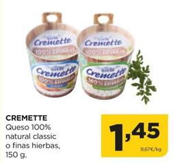 Oferta de Cremette - Queso 100% Natural Classic por 1,45€ en Alimerka