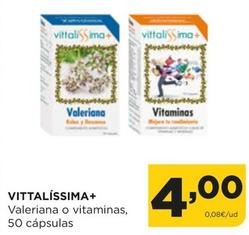 Oferta de Vittalissima+ - Valeriana O Vitaminas, 50 Cápsulas por 4€ en Alimerka