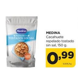 Oferta de Medina - Cacahuete Repelado Tostado Sin Sal por 0,99€ en Alimerka