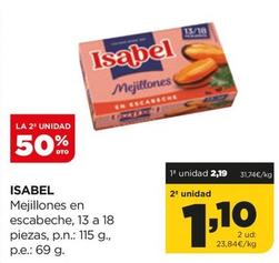 Oferta de Isabel - Mejillones En Escabeche por 2,19€ en Alimerka