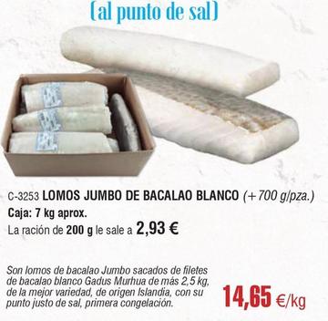 Oferta de Abordo - Lomos Jumbo De Bacalao Blanco por 14,65€ en Abordo