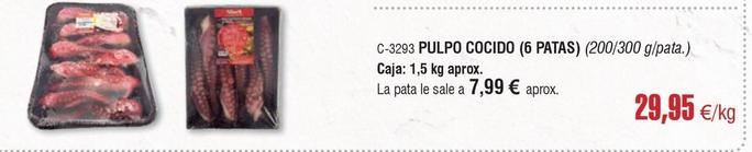 Oferta de Abordo - Pulpo Cocido (6 Patas) por 29,95€ en Abordo