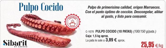 Oferta de Abordo - Pulpo Cocido (10 Patas) por 25,95€ en Abordo