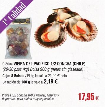 Oferta de Abordo - Vieira Del Pacífico 1/2 Concha (chile) por 17,95€ en Abordo