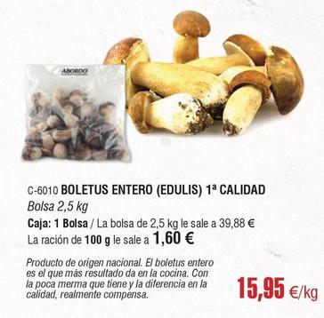 Oferta de Abordo - Boletus Entero (edulis) 1ª Calidad por 15,95€ en Abordo