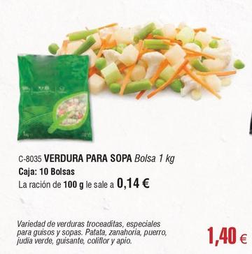 Oferta de Sopa de verduras por 1,4€ en Abordo