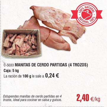 Oferta de Abordo - Manitas De Cerdo Partidas (4 Trozos) por 2,4€ en Abordo