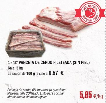 Oferta de Abordo - Panceta De Cerdo Fileteada (sin Piel) por 5,65€ en Abordo