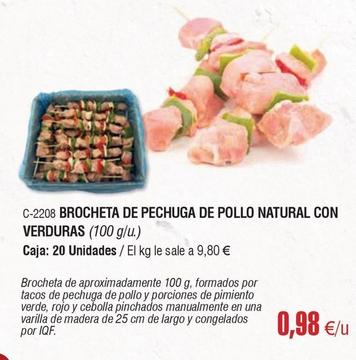 Oferta de Abordo - Brocheta De Pechuga De Pollo Natural Con Verduras por 0,98€ en Abordo