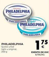 Oferta de Philadelphia - Queso Untar Light U Original por 1,75€ en CashDiplo