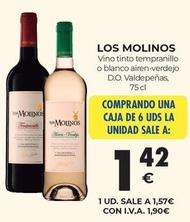 Oferta de Los Molinos - Vino Tinto Tempranillo por 1,57€ en CashDiplo