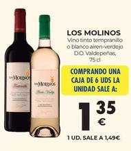 Oferta de Los Molinos - Vino Tinto Tempranillo por 1,35€ en CashDiplo