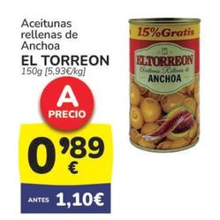Oferta de El Torreón - Aceitunas Rellenas De Anchoa por 0,89€ en Supermercados Codi