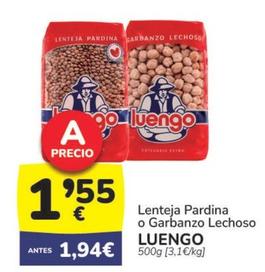 Oferta de Luengo - Lenteja Pardina O Garbanzo Lechoso por 1,55€ en Supermercados Codi