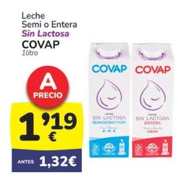 Oferta de Covap - Leche Semi O Entera por 1,19€ en Supermercados Codi