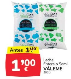 Oferta de Valeme - Leche Entera O Semi por 1€ en Supermercados Codi