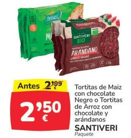 Oferta de Santiveri - Tortitas De Maiz Con Chocolate Negro O Tortitas De Arroz Con Chocolate Y Arándanos por 2,5€ en Supermercados Codi