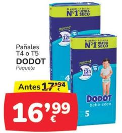 Oferta de Dodot - Pañales T4 O T5 por 16,99€ en Supermercados Codi