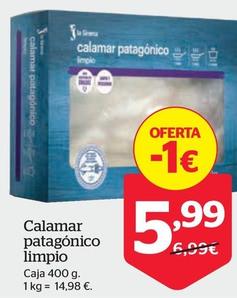 Oferta de Calamar Petagonico Limpio por 5,99€ en La Sirena