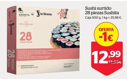 Oferta de Sushi Surtido 28 Piezas Sushita por 12,99€ en La Sirena