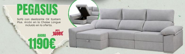 Oferta de Pegasus - Sofa Con Deslizante OK System Plus Arcon En La Chaise Longue Incluido En La Oferta  por 1190€ en OKSofas