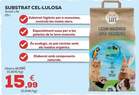 Oferta de Small Life Substrat Cellulosa por 15,99€ en Kiwoko