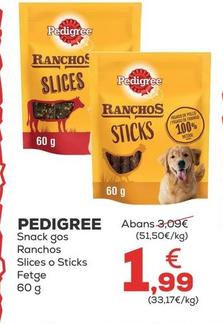 Oferta de Pedigree - Snacks Gos Ranchos Slices O Sticks Fetge por 1,99€ en Kiwoko